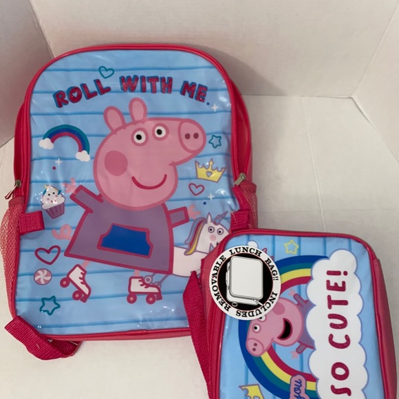 Girls peppa pig Bookbag with lunchbox - Picture 3 of 6